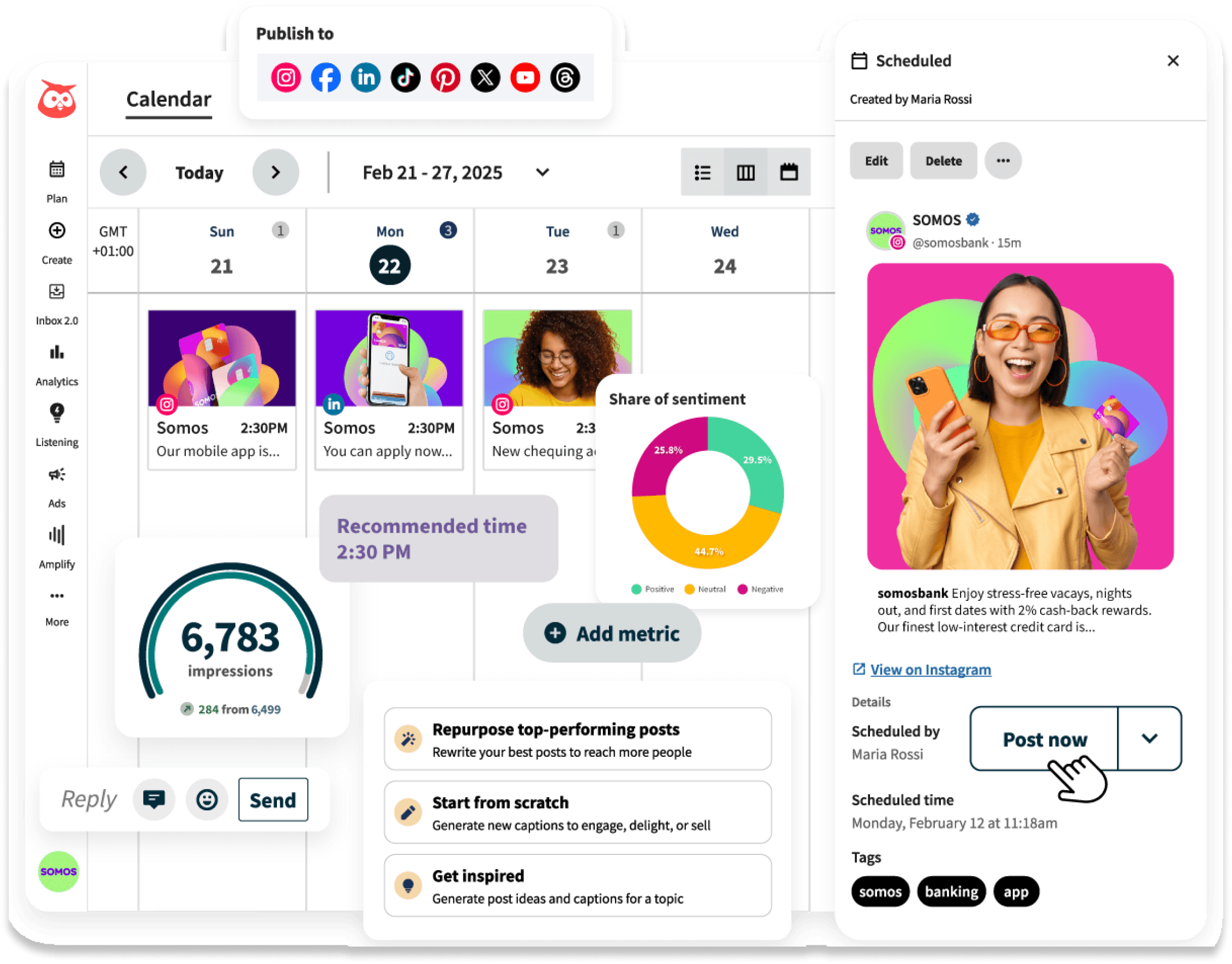 Hootsuite publishing dashboard